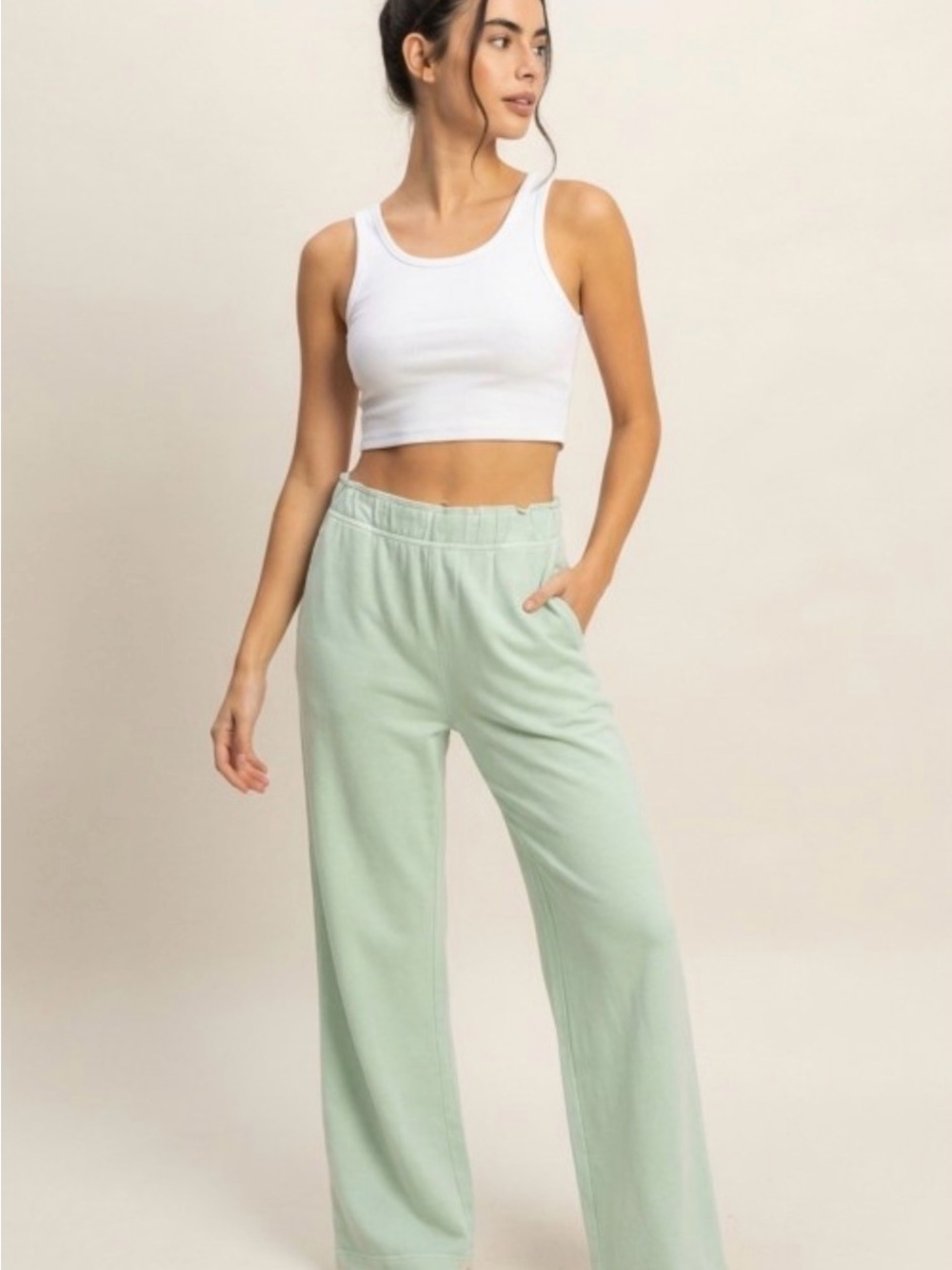 25 Double Zero Mint Green Wide Leg Elastic Waist Pants